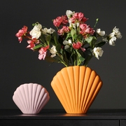 北欧创意莫兰迪色陶瓷花瓶客厅干花插花器家居餐桌贝壳装饰品摆件