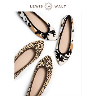 Lewis Walt小众设计春季简约通勤尖头浅口豹纹低跟芭蕾平底单鞋女