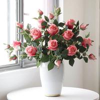 仿真保加利亚玫瑰花花束，假花摆设塑料花，装饰客厅电视柜餐桌摆件