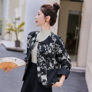 中国风复古外套女秋季气质文艺绣花旗袍，上衣长袖盘扣开衫