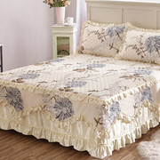 100全棉纯棉床群床罩夹棉单件裙式床套枕芯，套被芯