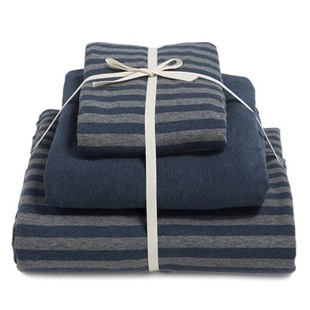日式良品天竺棉四件套，床笠全棉针织，棉条纹床上用品床单被套三件套
