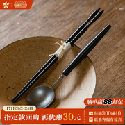 纯手工实木筷子，无漆无蜡黑檀木筷子汤勺，日式创意小众送礼