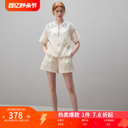 dfvc中国风刺绣短袖外套，时尚套装女夏装，2024阔腿短裤两件套薄