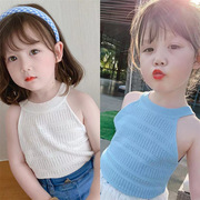女童背心夏季薄款2024韩版儿童外穿多巴胺吊带衫宝宝白色洋气上衣