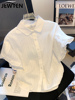夏季白色短袖雪纺衬衫女夏装，2023荷叶边上衣，时尚洋气时髦衬衣