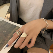 饰尚e族韩国戒指女朋克街头风ins潮小众设计光面几何食指复古戒指