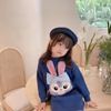 女童洋气毛衣裙(毛衣裙，)2022小女孩气质套头，毛衣中长款宝宝可爱兔子连衣裙