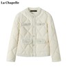 拉夏贝尔/La Chapelle冬季水貂毛圆领菱格棉服女加厚保暖外套