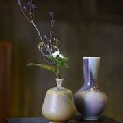 复古陶瓷小花瓶花器仿柴烧禅意，中式家居日式摆件干花插花器皿迷你