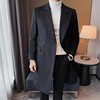 冬季羊毛妮子大衣男中长款高级感韩国加厚风衣，帅气青年双排扣外套