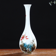 手绘玉净瓶景德镇陶瓷器花瓶摆件玄关博古架家居家中式手工装饰品