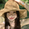 夏季手工编织镂空草帽女海边沙滩遮阳防晒大檐法式可折叠帽子