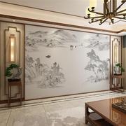 新中式山水壁画客厅电视背景，墙壁e纸，壁布沙发影视壁纸卧室墙布