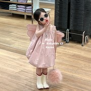 韩国童装202h3夏季女童翅膀连衣裙高级感女宝宝洋气吊带棉布裙子