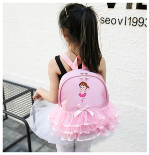 儿童纱裙蕾丝舞蹈包包，定制logo芭蕾舞女孩背包蝴蝶结，双肩包书包(包书包)