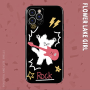 ROCK~个性摇滚小狗亮黑适用iPhone15pro/14手机壳华为nova11畅享60软壳OPPOreno9vivos16IQOO10小米13红米k60