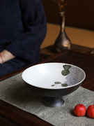 大相莲花手绘水果盘，中式陶瓷高脚果盘供盘家用茶几摆件