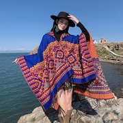 旅游穿搭连帽大披肩女青海湖旅行外套夏季新疆西藏拍照民族风斗篷