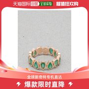 香港直邮潮奢shay女士，翠绿色18k玫瑰金戒指