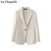 拉夏贝尔lachapelle春季2024白色，中长西装外套，显瘦小西服女