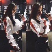 嘻哈爵士舞t恤服装女韩版学生短袖宽松bf露脐街舞衣服女现代成人