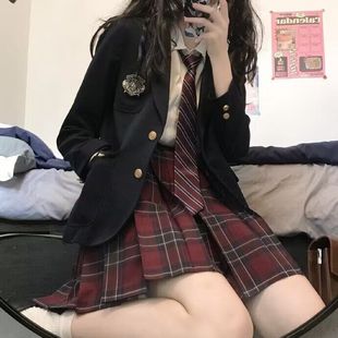 正版jk制服西服套装日系学院，风校供感全套，秋冬黑色学生外套女西装