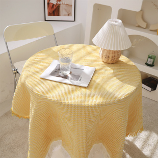 桌布ins风法式圆桌布客厅，北欧简约白色轻奢高级感正方形茶几台布