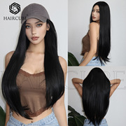 欧美黑色顺滑长直发魅力成熟稳重假发日常佩戴高温丝wigs hair