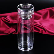 带盖玻璃杯便携小水晶，透明男女双层定制加厚大容量耐热泡茶水杯子