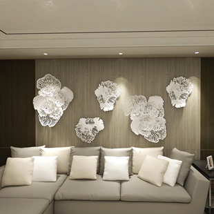 现代欧式铁艺挂件装饰客厅背景墙玄关壁饰花朵壁挂简约新中式创意