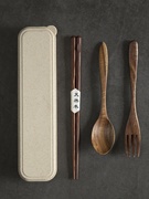 和风四季日式原木筷子，勺子叉子相思木勺礼盒便携餐具，实木筷勺叉
