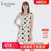 Lavinia Club拉维妮娅夏季气质波点无袖方领设计感连衣裙