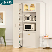 法式奶油风餐边柜高柜一体靠墙多功能厨房，烤箱微波炉储物柜电器柜