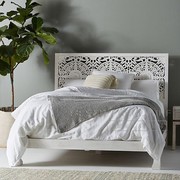实木镂床空雕花床 原木法式双人床欧式复古做旧主卧婚床泰式家具