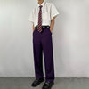 木村叔dk日系制服，西裤男士青少年学生紫红色，西服西裤直筒秋季长裤