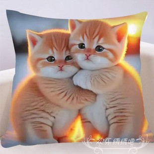 猫咪十字绣抱枕2023靠枕枕套自己绣沙发卧室满绣可爱萌宠线绣