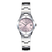 卡西欧手表女casioltp-1241d-4a粉色钢带，简约轻巧石英女士手表