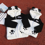 熊猫马甲秋冬毛绒，加厚保暖长袖衣服儿童男童，女童亲子装熊猫基地