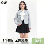 GW大码女装小香风减龄圆领短外套2024春季微胖mm气质显瘦夹克