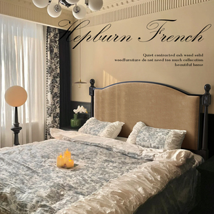 法式复古床双人床主卧1.8m美式实木床软包黑色巴黎床现代简约婚床