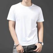 短袖t恤男2024夏季薄款大码宽松显瘦纯白色，上衣百搭外穿打底衫潮
