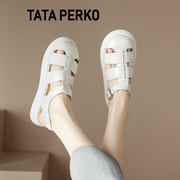 TATA PERKO联名女鞋罗马凉鞋包头包跟防滑透气牛筋底时尚凉拖鞋女
