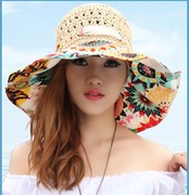 夏天帽子女韩版百搭海边遮脸防紫外线大沿沙滩，太阳帽遮阳防晒草帽