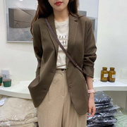韩国东大门秋季气质复古纯色，宽松百搭长袖西装，女上衣外套