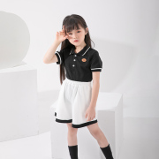 女童学院风套装夏装女宝宝，幼儿园开学校服，儿童polo衫男童运动衣服