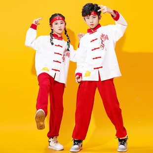 儿童中国风武术表演服中小学生运动会啦啦队，演出服舞龙打鼓服国潮