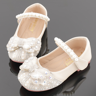 春季女童公主鞋儿童小女孩，水晶单鞋软底宝宝水晶鞋女小童皮鞋
