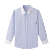 儿童中小学生校服衬衫长袖春秋款，英伦学院风，男童蓝白条纹衬衣纯棉