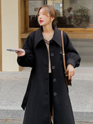 黑色大衣西装毛呢外套，女2023冬季中长款气质小个子加厚秋冬